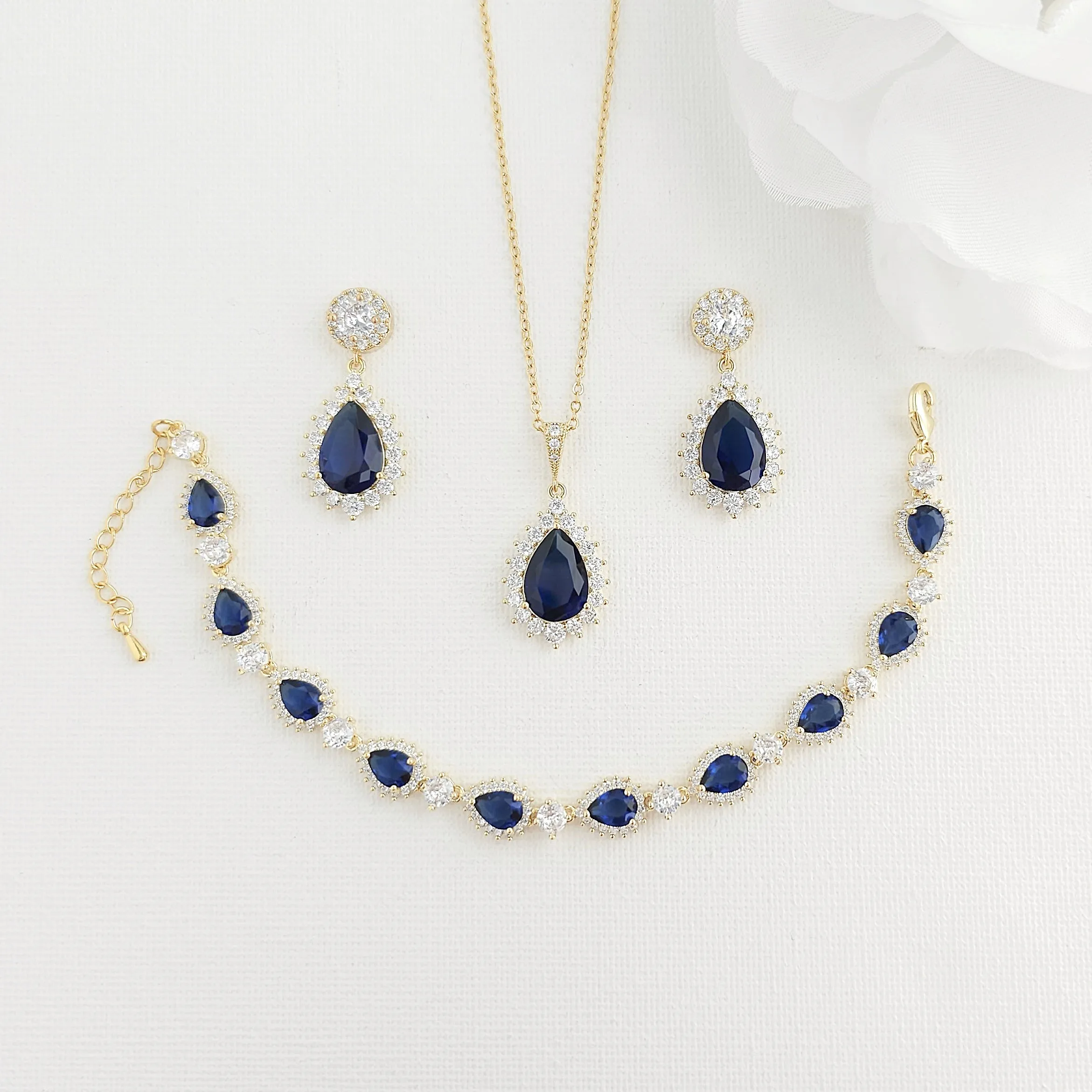 Elegant Blue Bridal Jewelry Set Something Blue for Weddings-Aoi