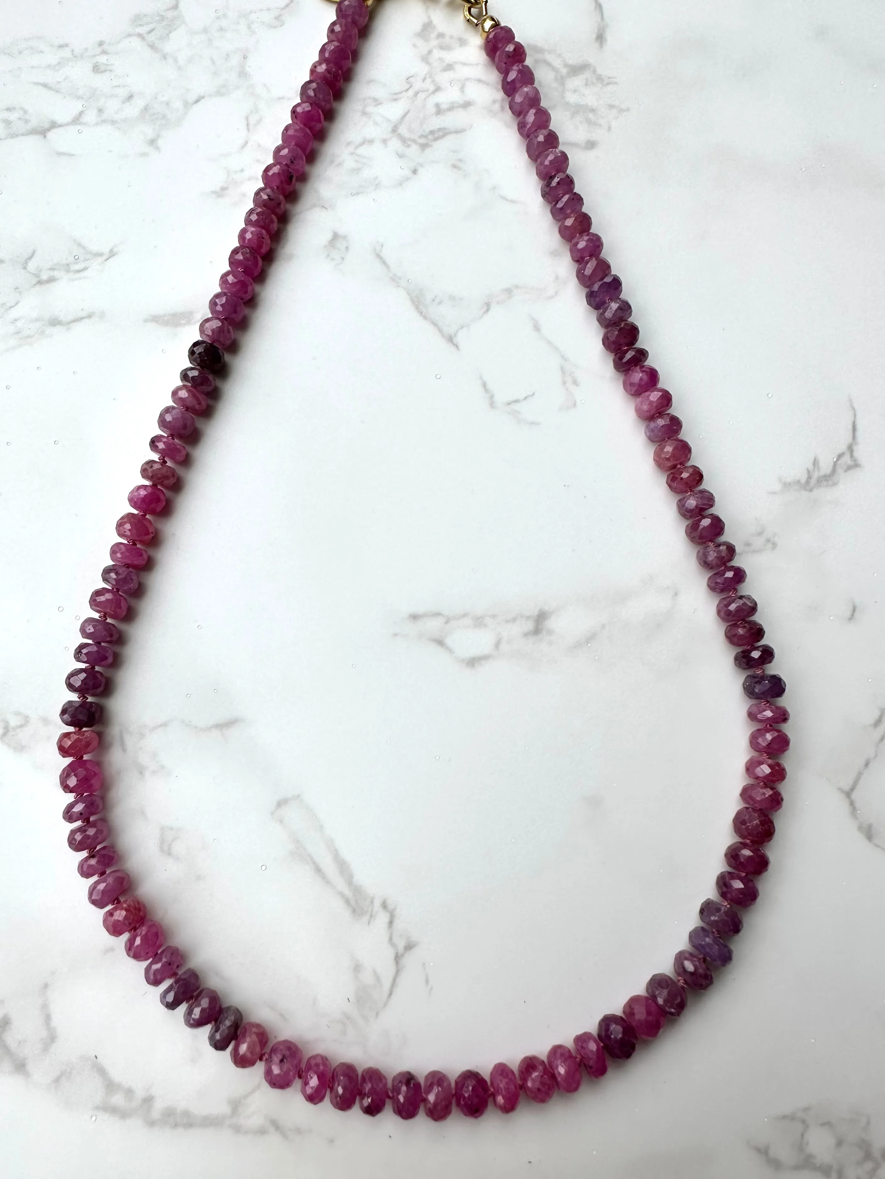 Faceted Pink Sapphire Knotted Necklace