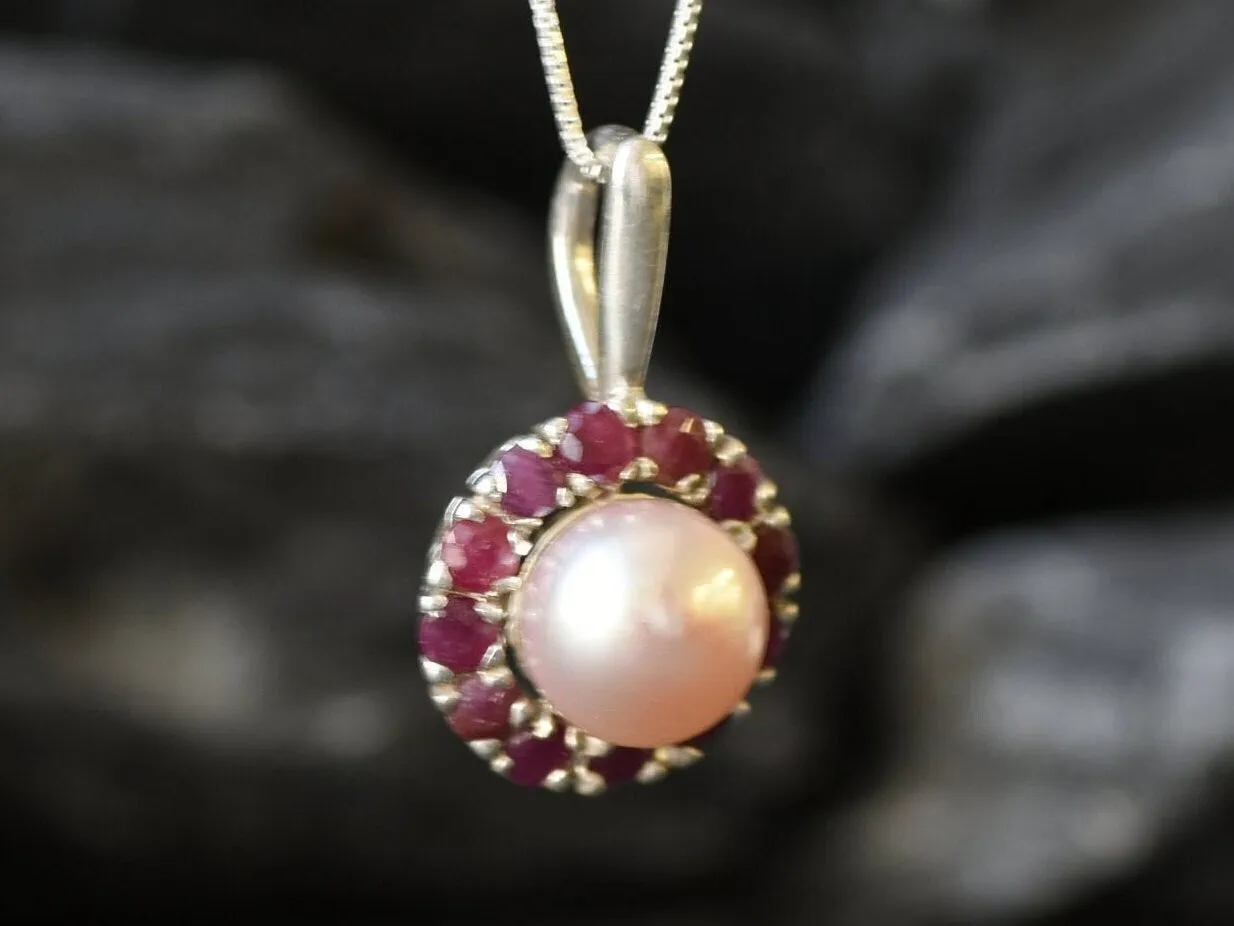 Flower Pearl Pendant - Genuine Beige Pearl - Victorian Floral Necklace