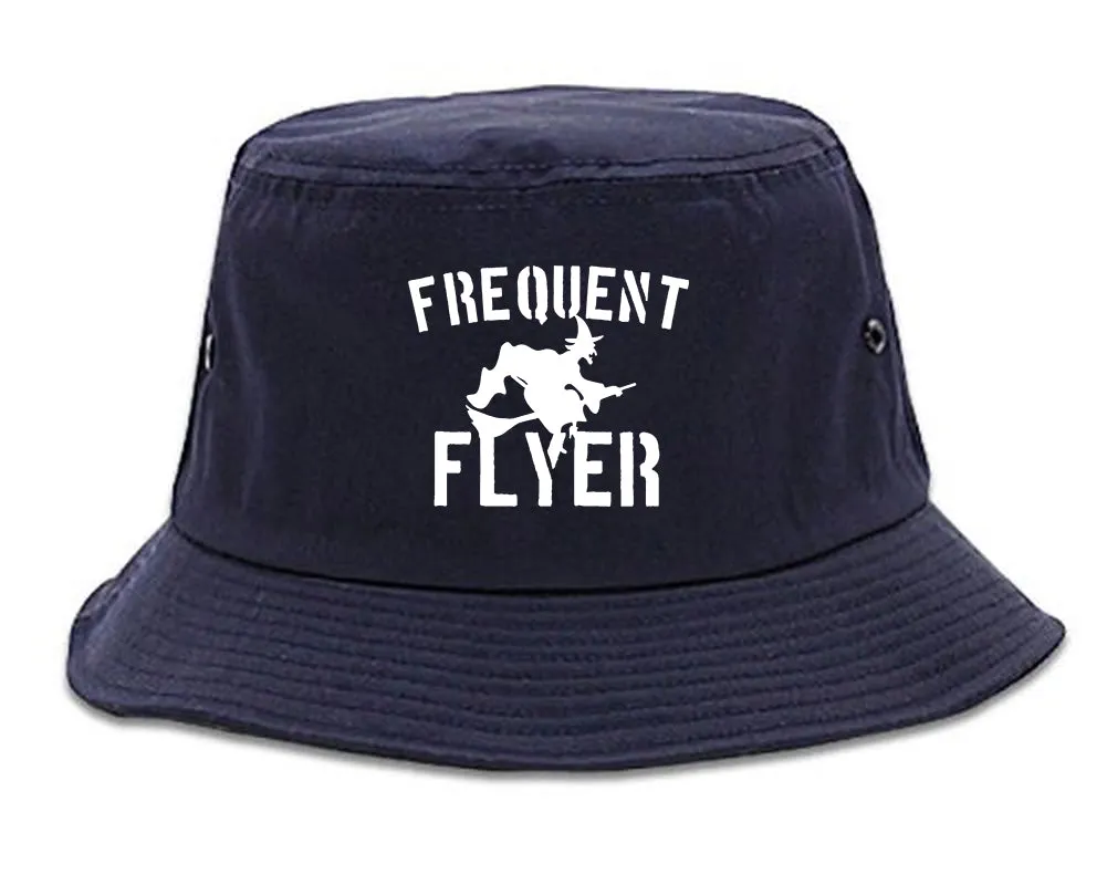 Frequent Flyer Witch Funny Halloween Mens Bucket Hat