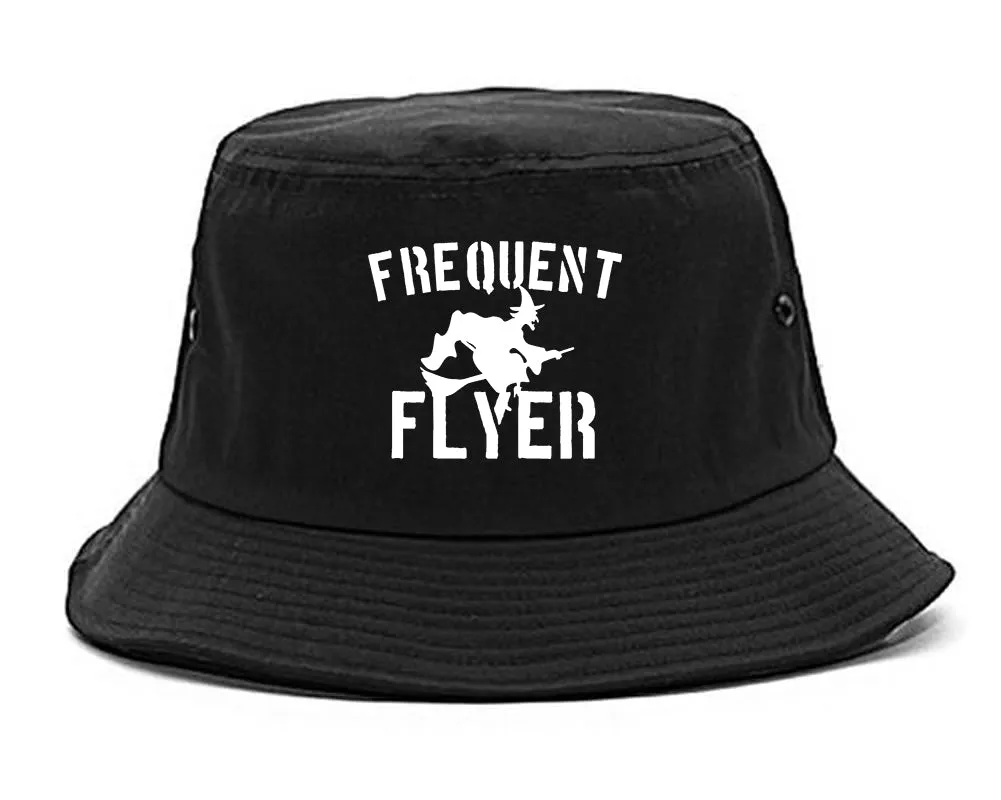 Frequent Flyer Witch Funny Halloween Mens Bucket Hat