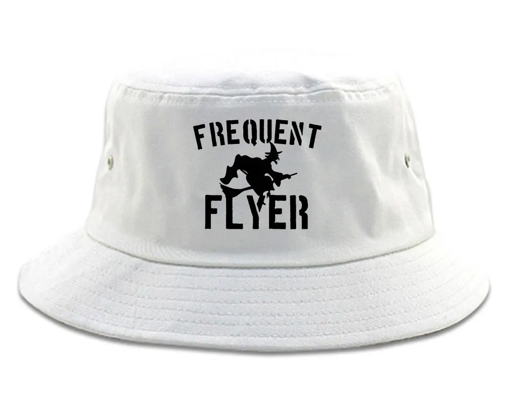 Frequent Flyer Witch Funny Halloween Mens Bucket Hat