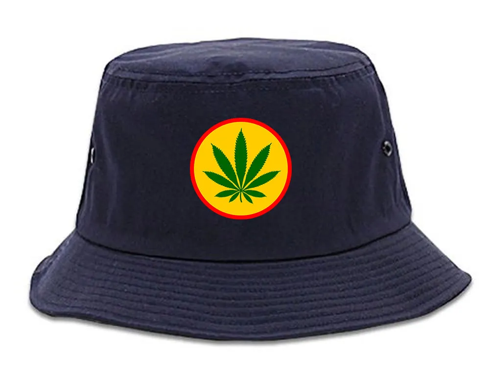 Ganja Green Weed Leaf Chest Mens Bucket Hat