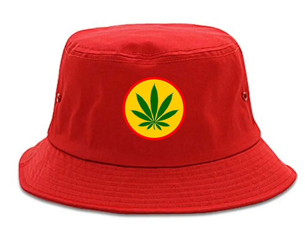 Ganja Green Weed Leaf Chest Mens Bucket Hat