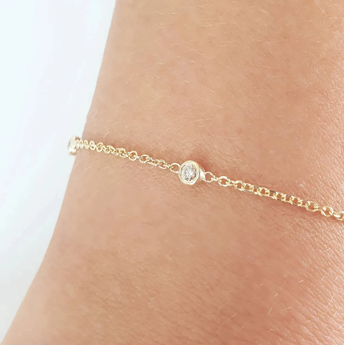 Gold Bracelet With 3 Brown Diamonds