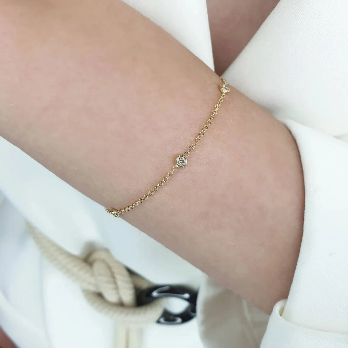 Gold Bracelet With 3 Brown Diamonds