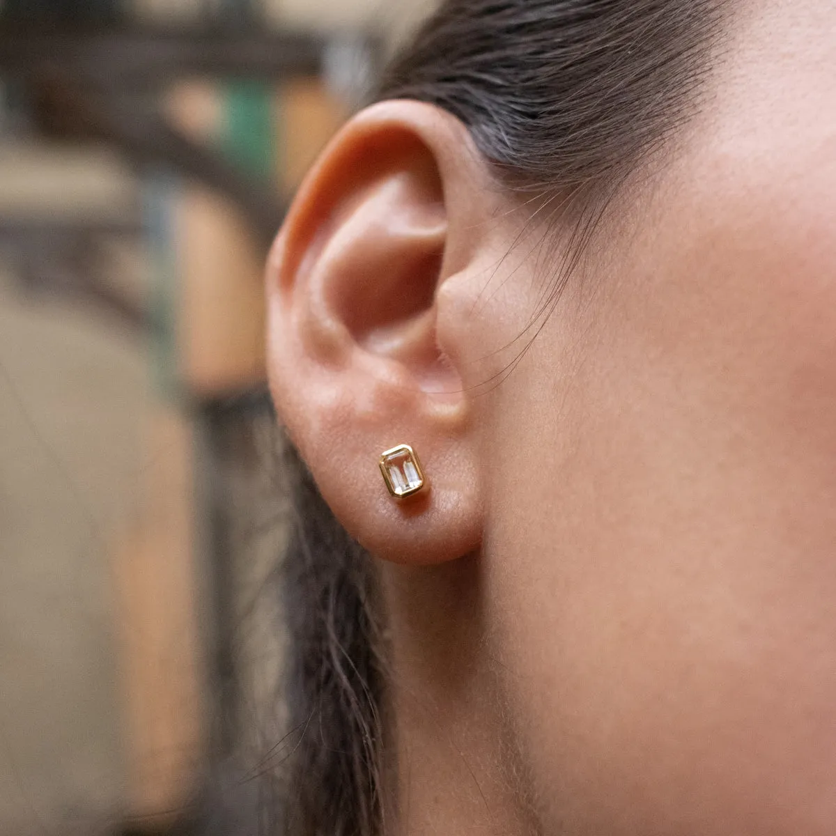 Gold Vermeil White Topaz Studs