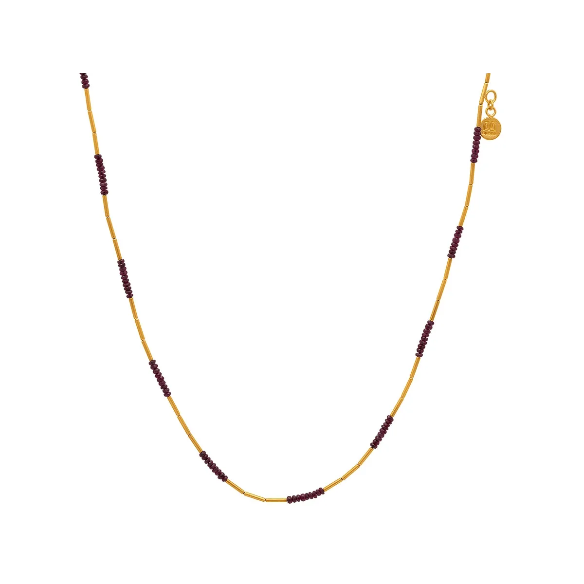 Gurhan 24K Yellow Gold Ruby Bead Station Necklace with Pearl Seed Accents