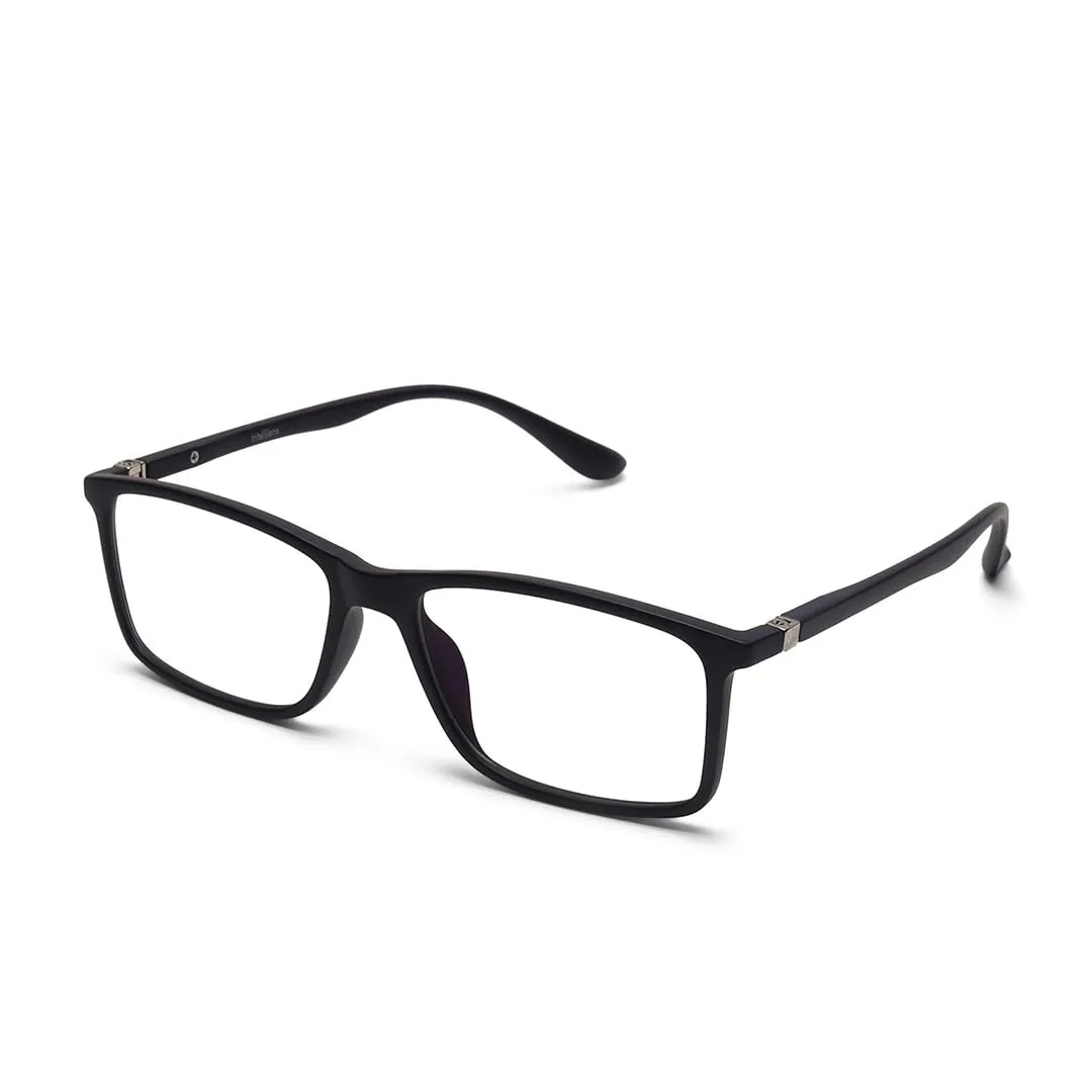 Intellilens® Square Blue Cut Computer Glasses for Eye Protection | Zero Power, Anti Glare & Blue Light Filter Glasses | Frames & Blue Cut Lenses (Black) Pack of 5