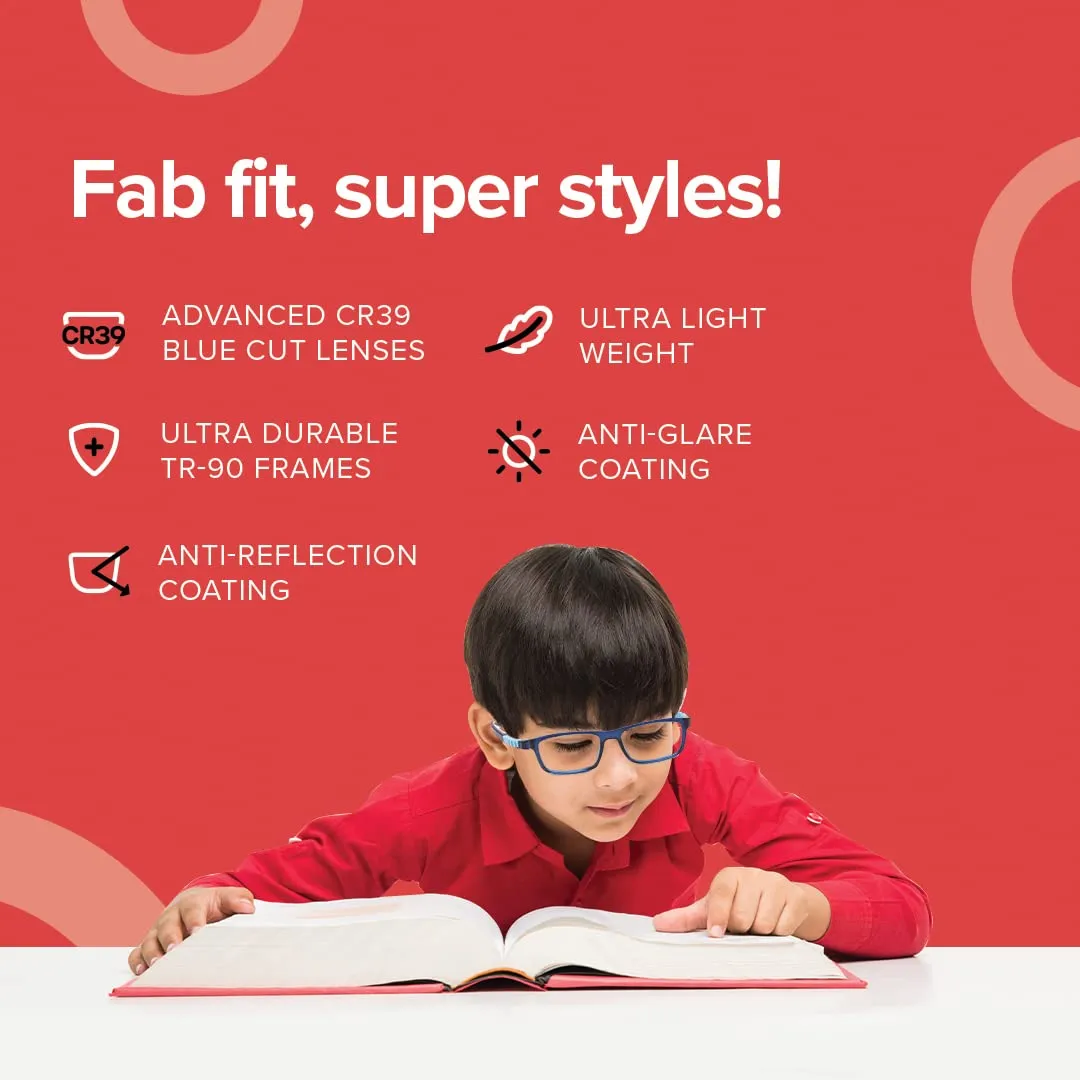 Intellilens | Zero Power Blue Cut Computer Glasses | Anti Glare, Lightweight & Blocks Harmful Rays | UV Protection Specs | For Boys & Girls | Pink| Wayfarer| Small