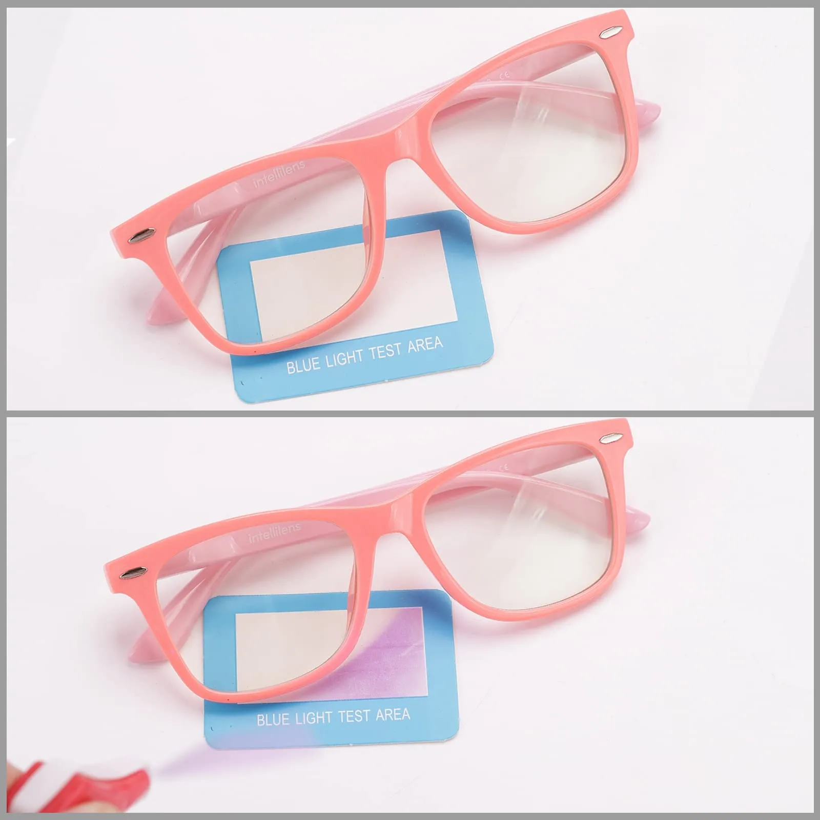 Intellilens | Zero Power Blue Cut Computer Glasses | Anti Glare, Lightweight & Blocks Harmful Rays | UV Protection Specs | For Boys & Girls | Pink| Wayfarer| Small