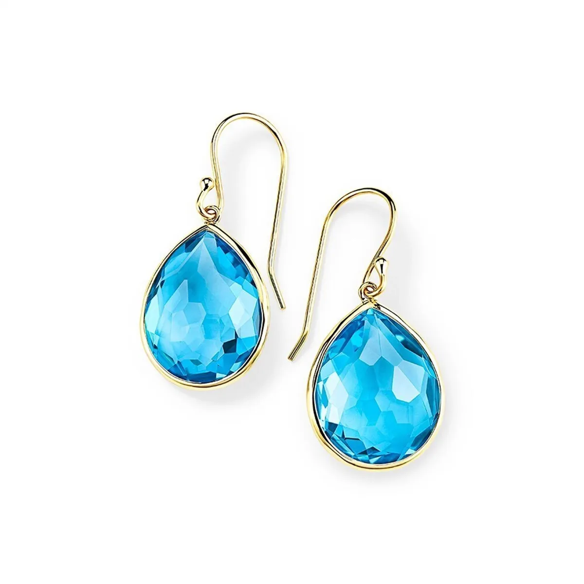 Ippolita 18K Yellow Gold Rock Candy Medium Teardrop Earrings in Swiss Blue Topaz
