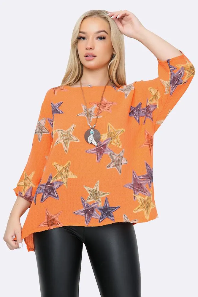 Italian Star Print Necklace Top