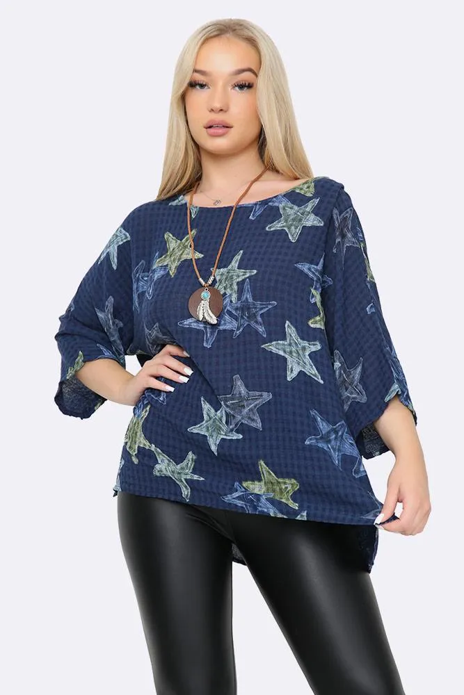 Italian Star Print Necklace Top