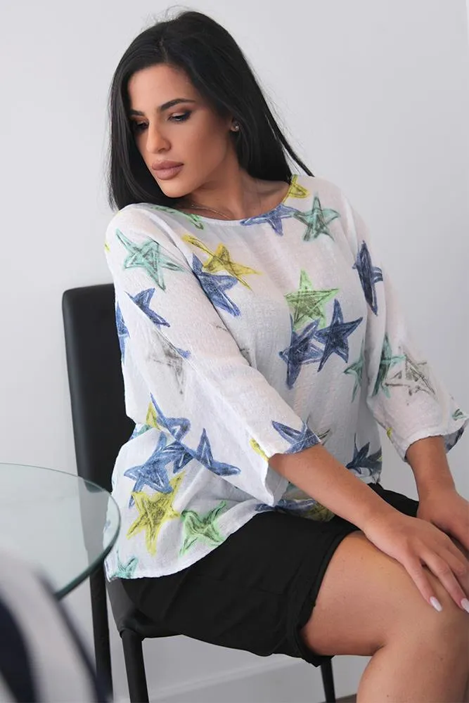 Italian Star Print Necklace Top