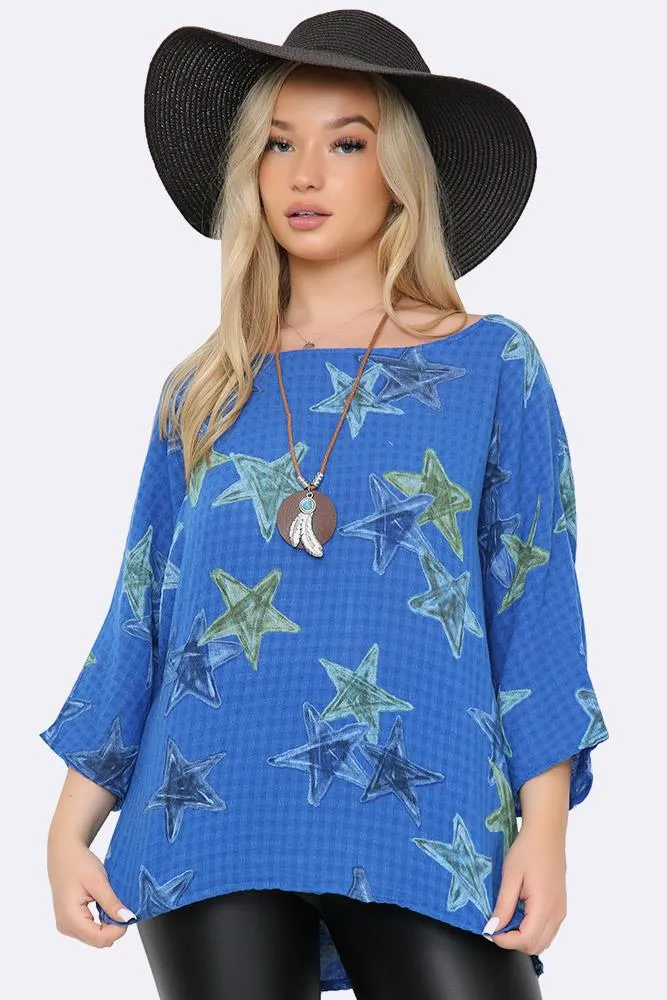 Italian Star Print Necklace Top