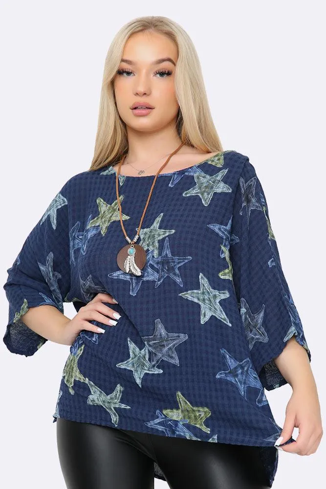 Italian Star Print Necklace Top