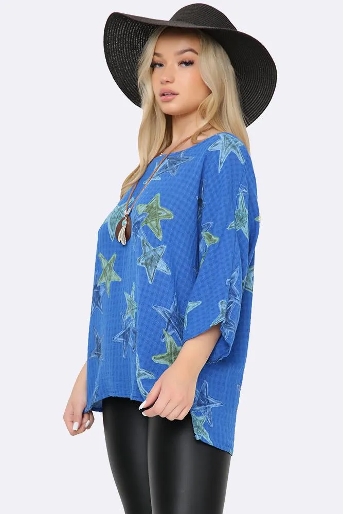 Italian Star Print Necklace Top