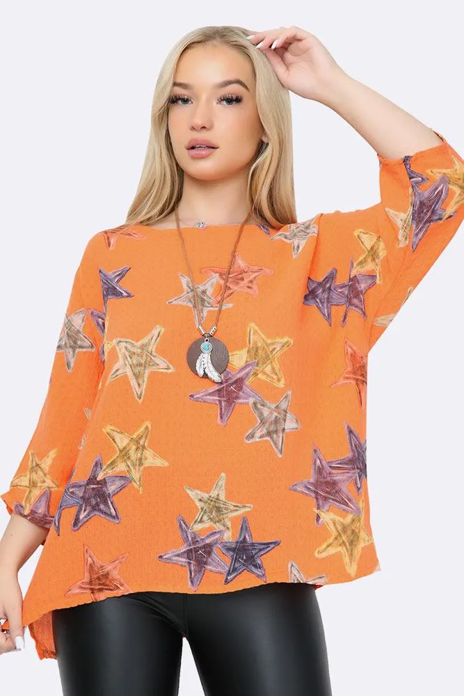 Italian Star Print Necklace Top