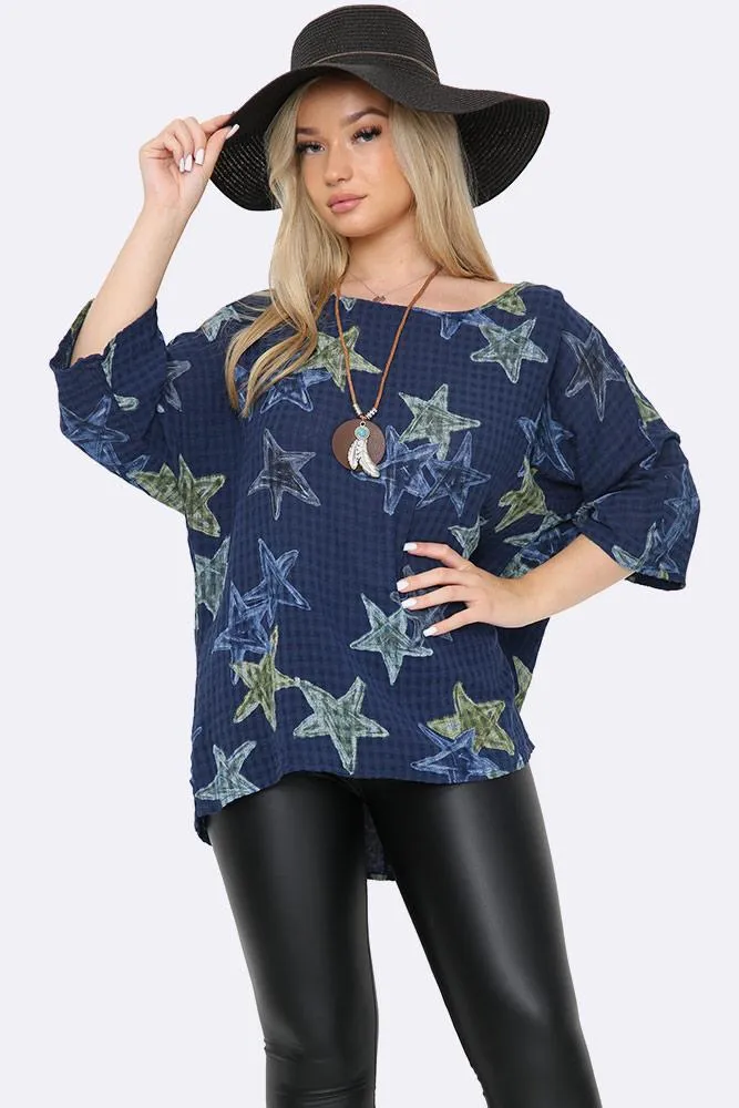 Italian Star Print Necklace Top