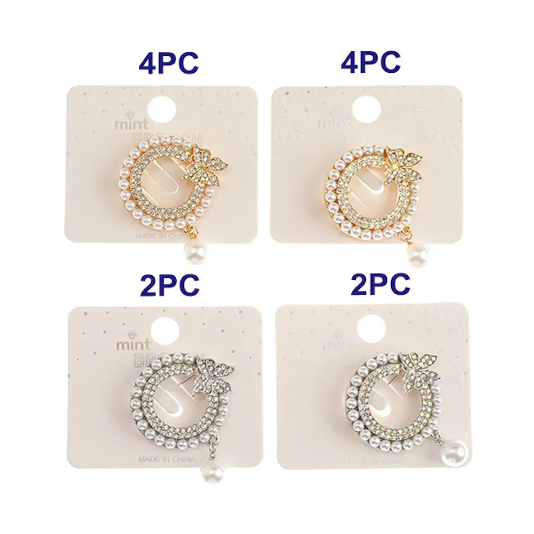 JAH44725-Pearl Drop Circle Butterfly Brooch