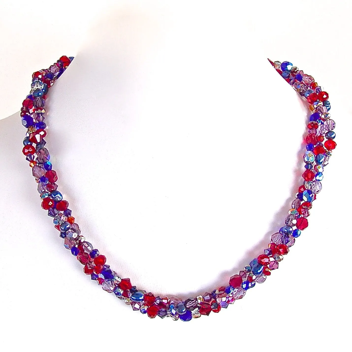 Jingle: 18" Ruby Red Sapphire and Blue Necklace