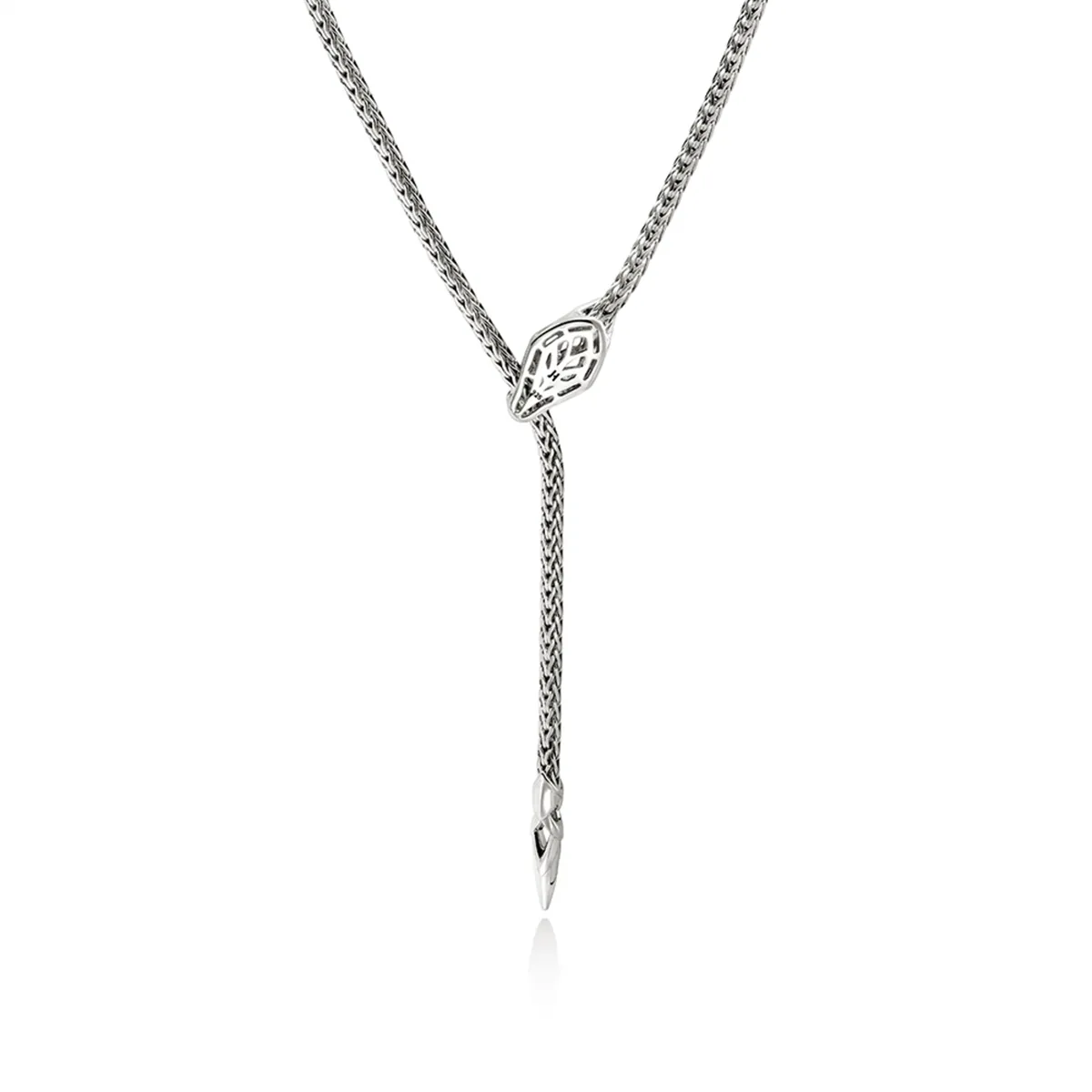 John Hardy Legends Naga Silver 2.5mm Mini Chain Necklace with Dragon Head Sapphire Eyes