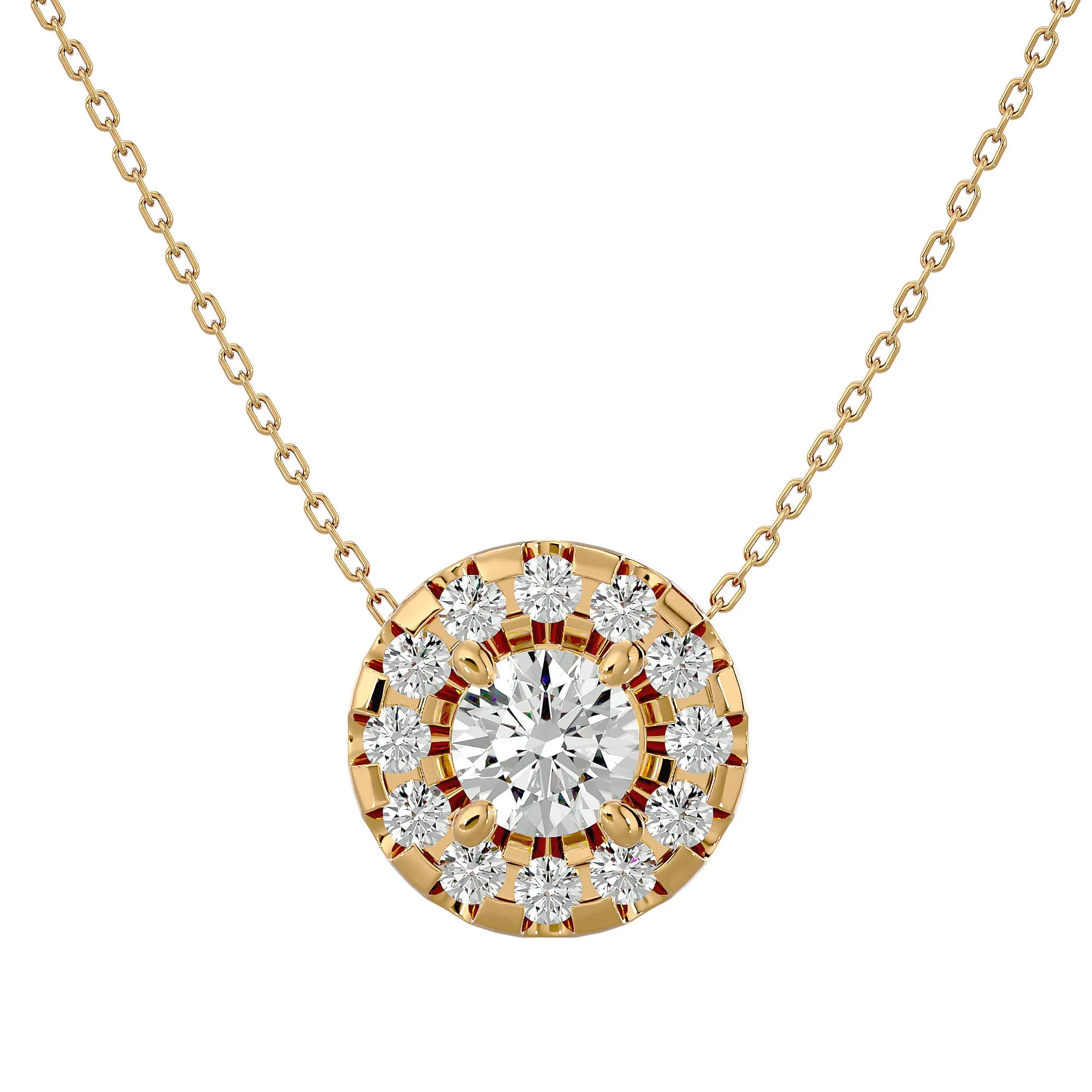 Lab Diamond Halo Solitaire Pendant