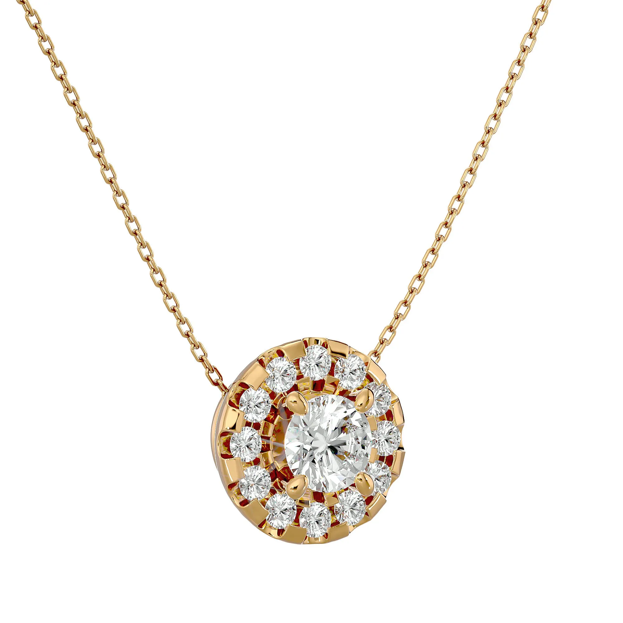 Lab Diamond Halo Solitaire Pendant