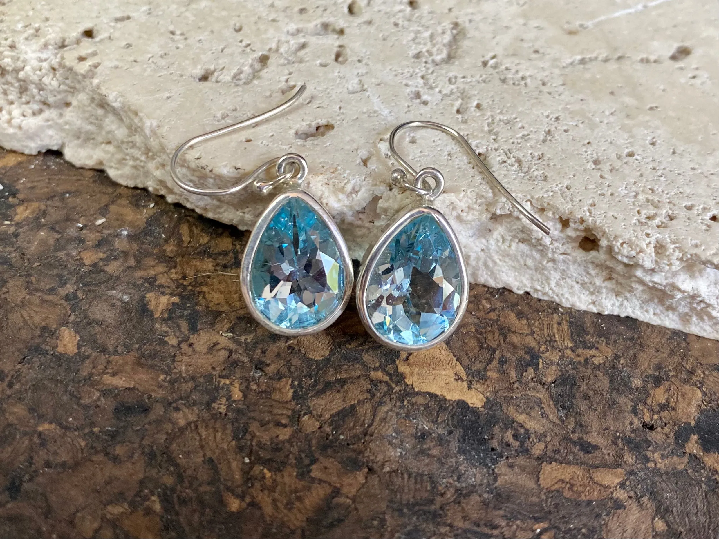 Large Blue Topaz Earrings