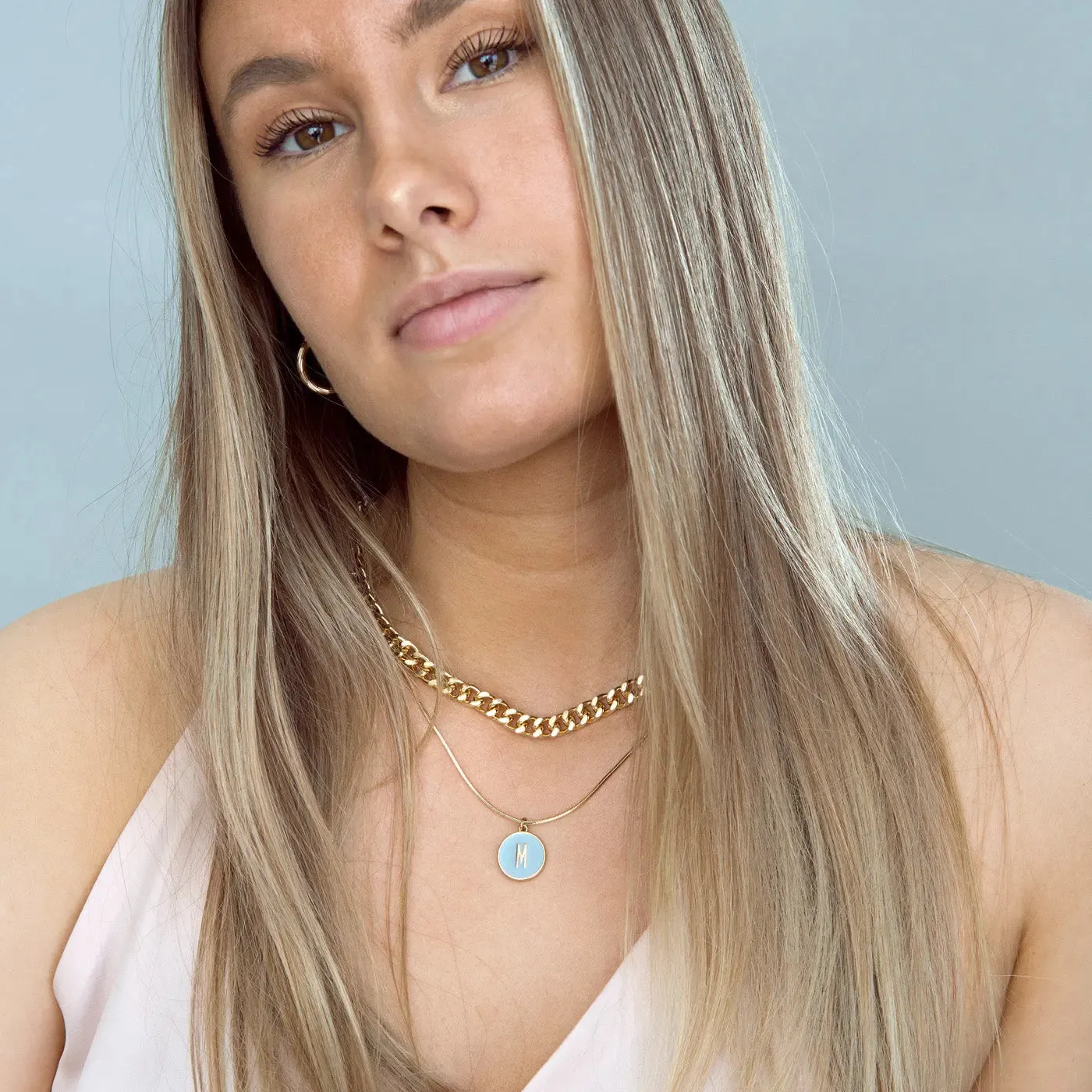 Letter in Snake Chain Necklace
