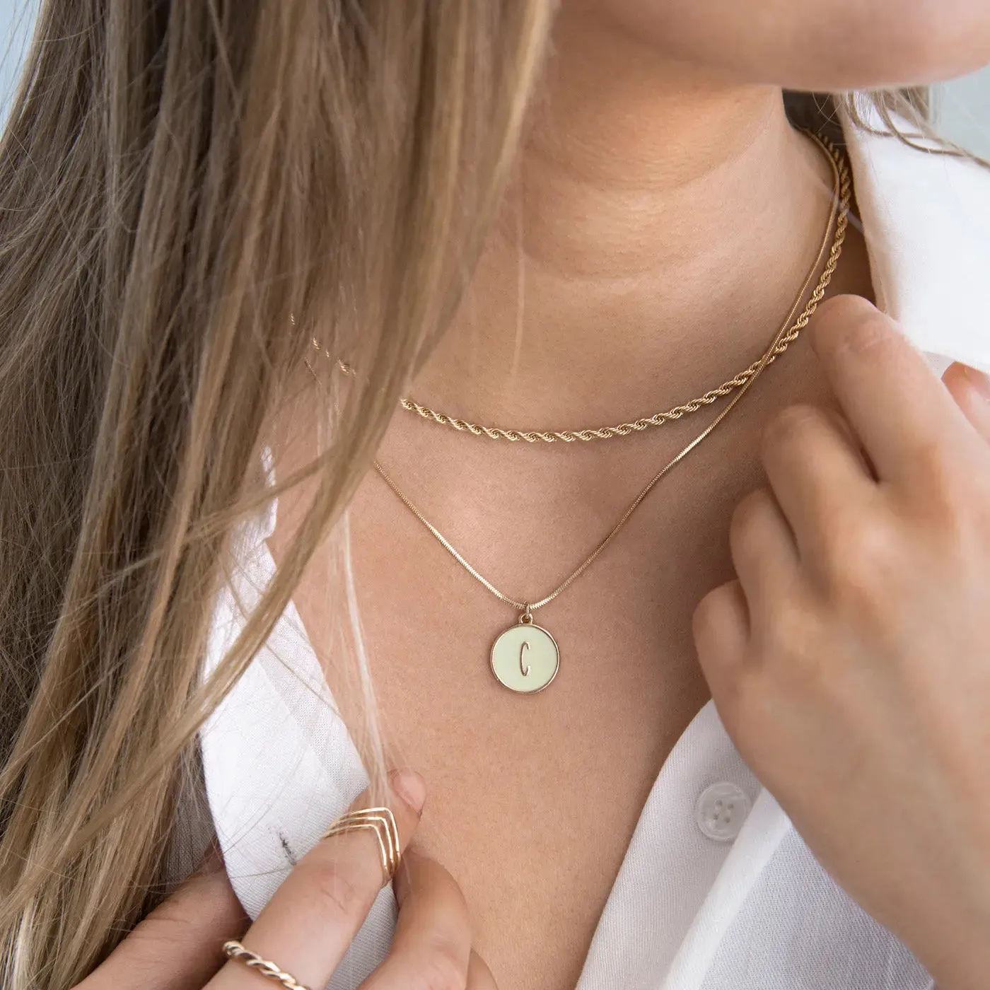 Letter in Snake Chain Necklace