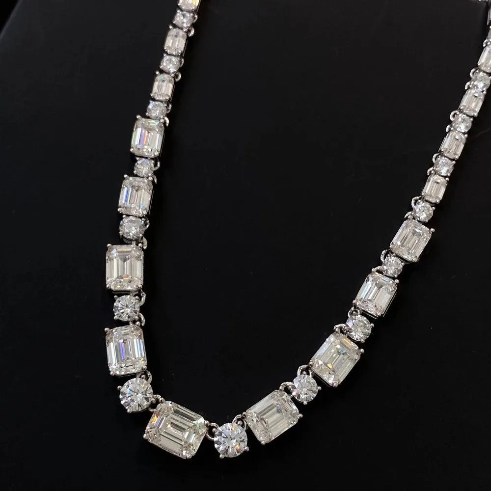 Luxury 925 Sterling Silver Necklace - Emerald Round Cut Lab Sapphire for Women, Anniversary Jewelry Gift