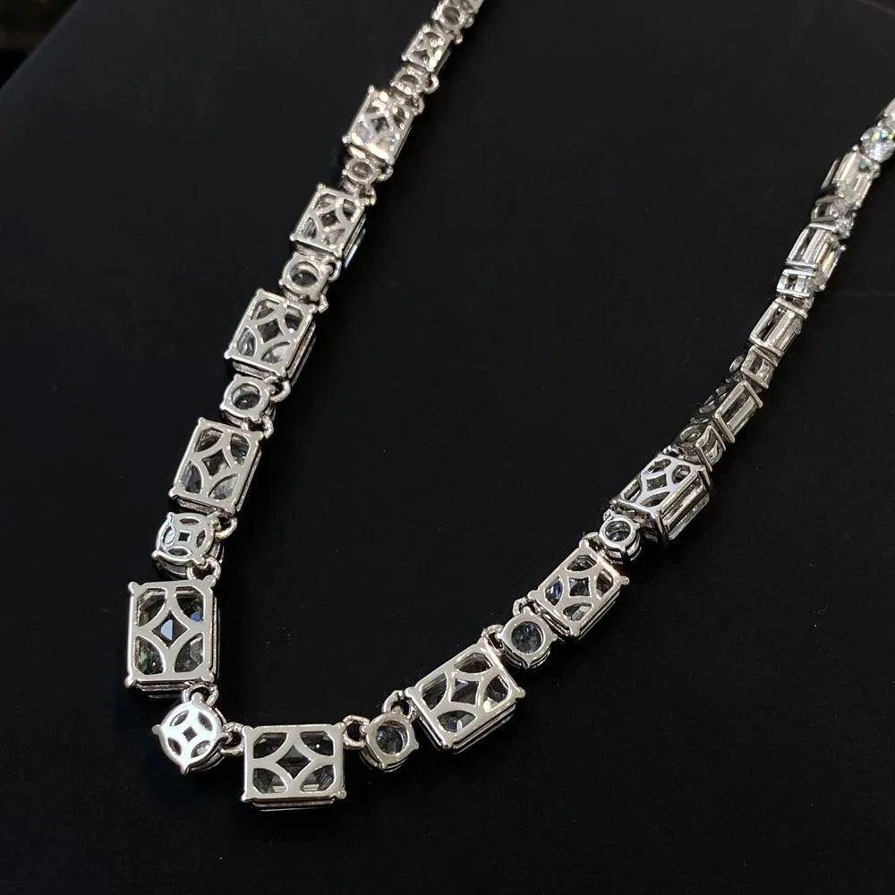 Luxury 925 Sterling Silver Necklace - Emerald Round Cut Lab Sapphire for Women, Anniversary Jewelry Gift