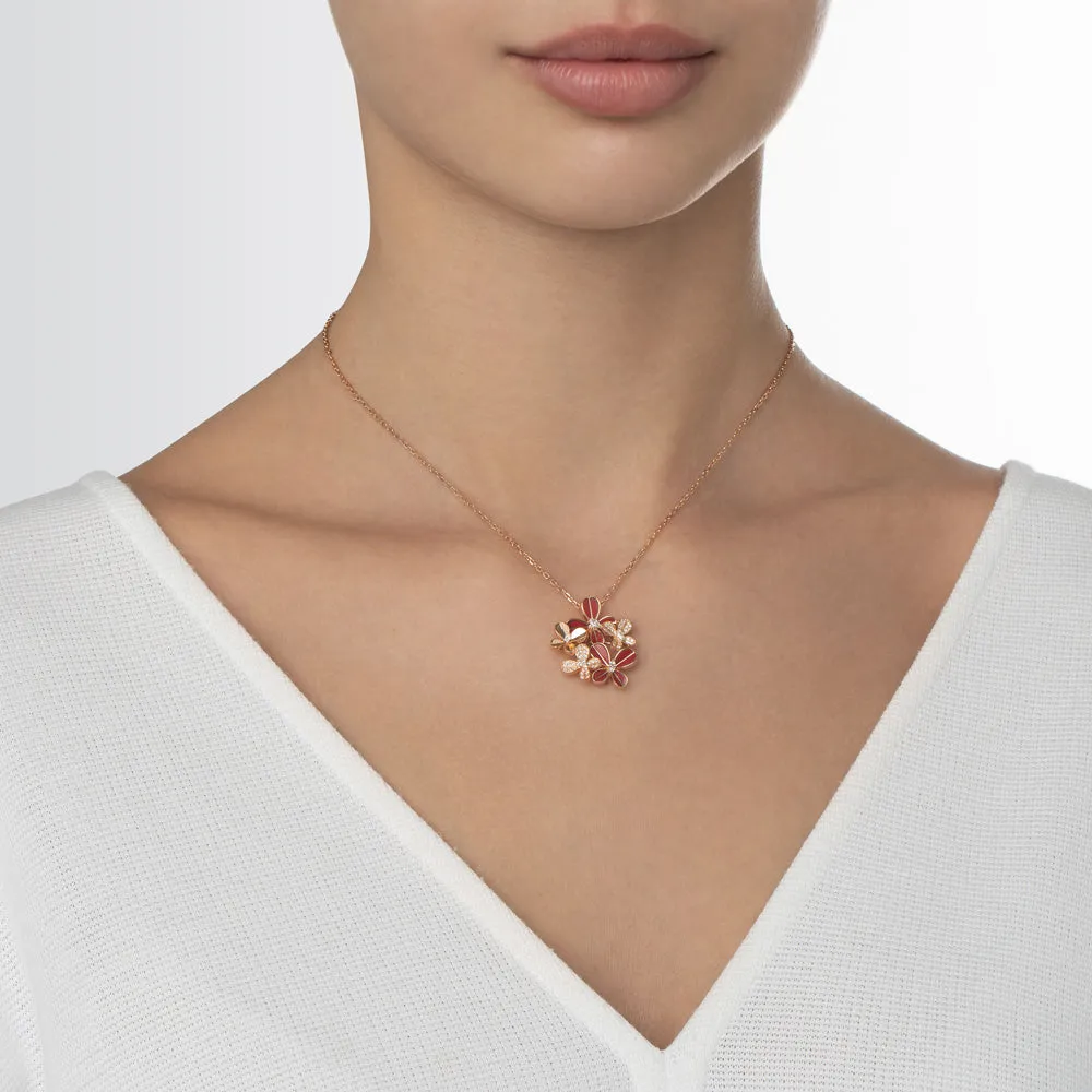 Marquise Butterfly Rose Gold Multi Necklace