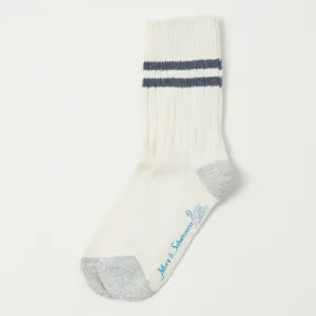Merz b. Schwanen GS05 Stripe Socks - Nature/Denim Blue