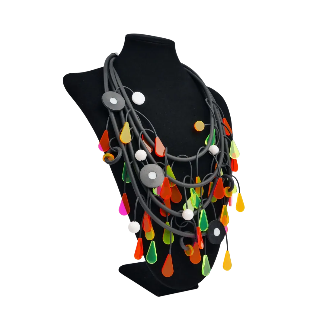 Mobi Neon Abstract Rubber Necklace