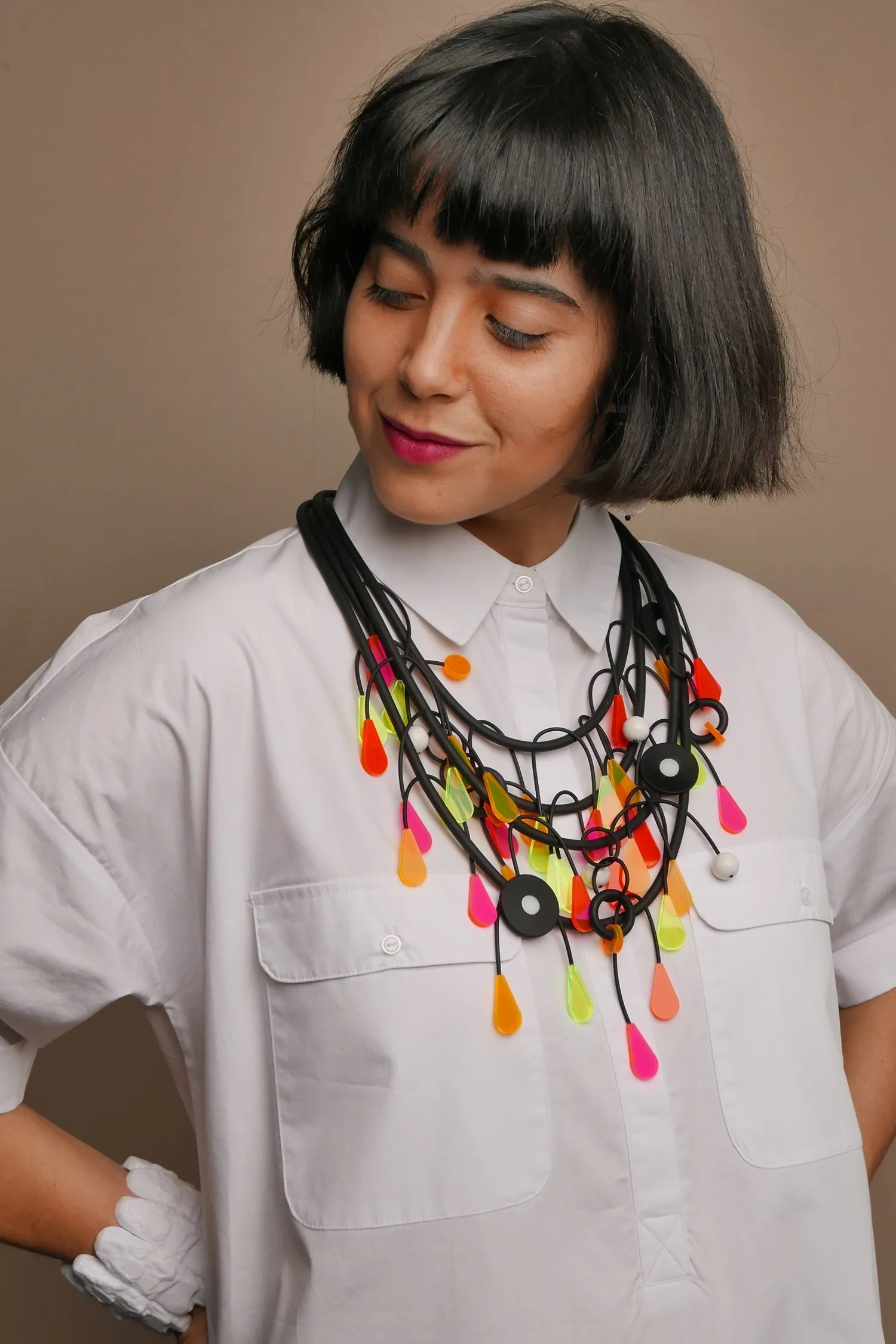 Mobi Neon Abstract Rubber Necklace