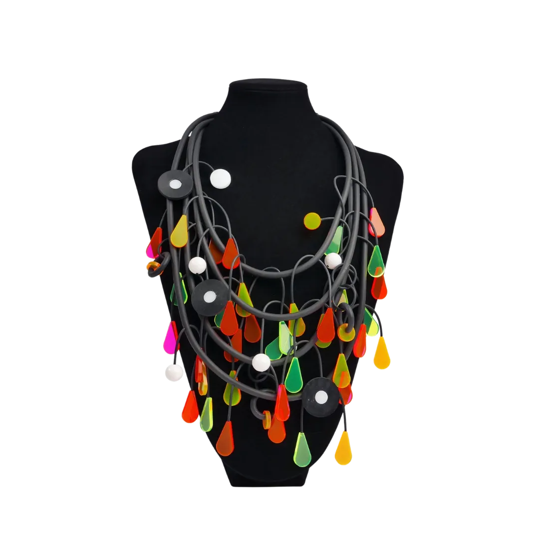 Mobi Neon Abstract Rubber Necklace