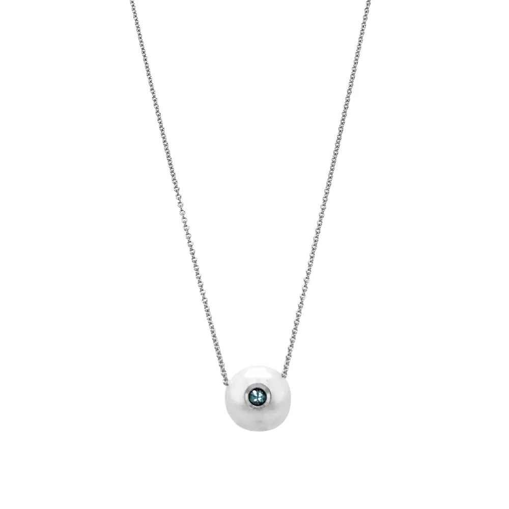 Montana Sapphire in a Pearl Necklace - "Montana Sage"