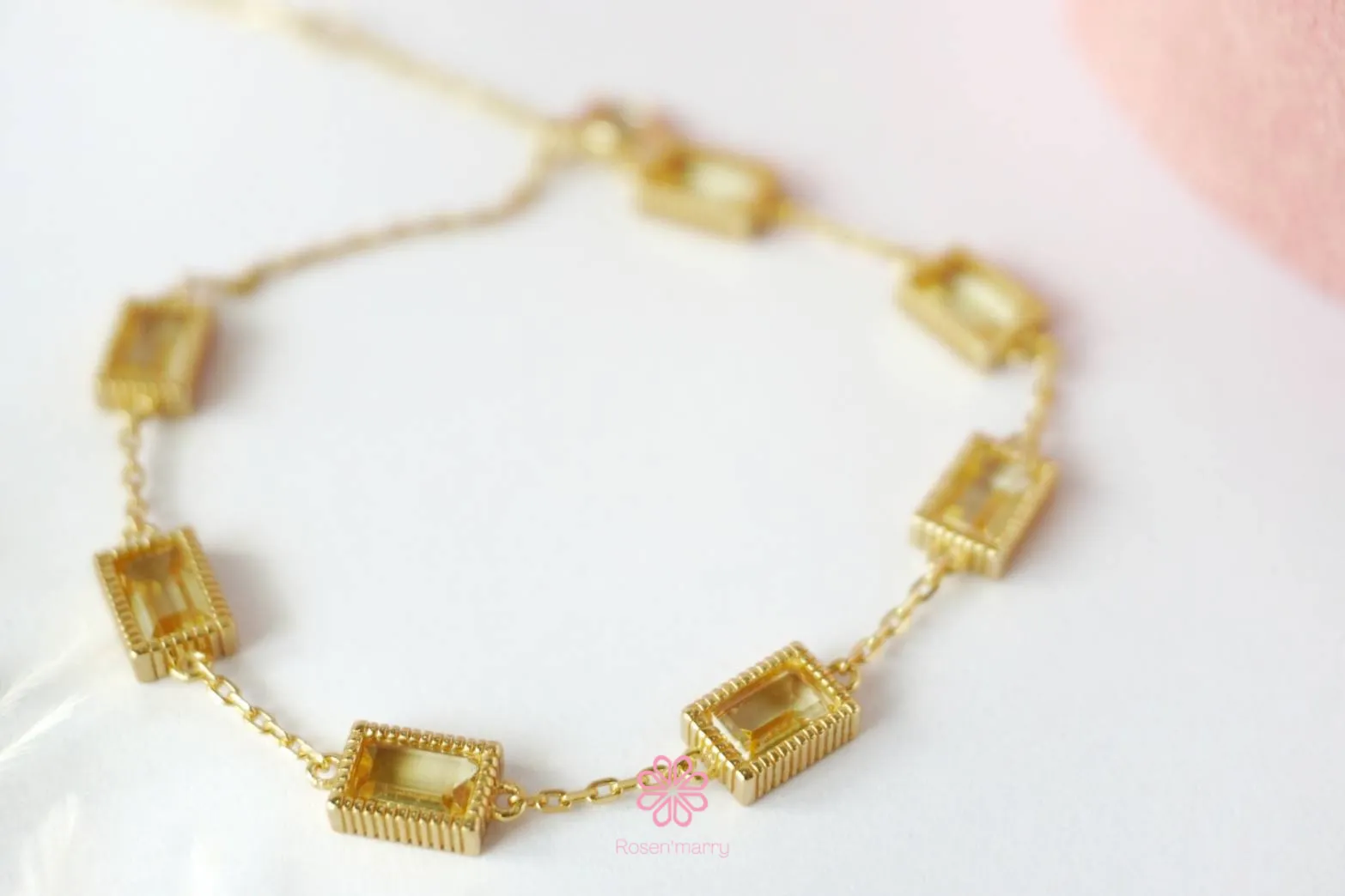 Natural Citrine  Bracelet Sterling Silver925 With Gold Plated.