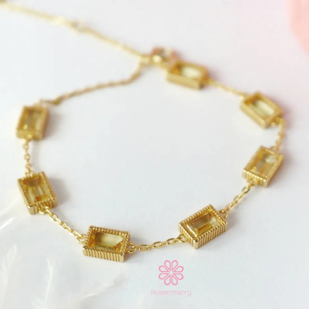 Natural Citrine  Bracelet Sterling Silver925 With Gold Plated.