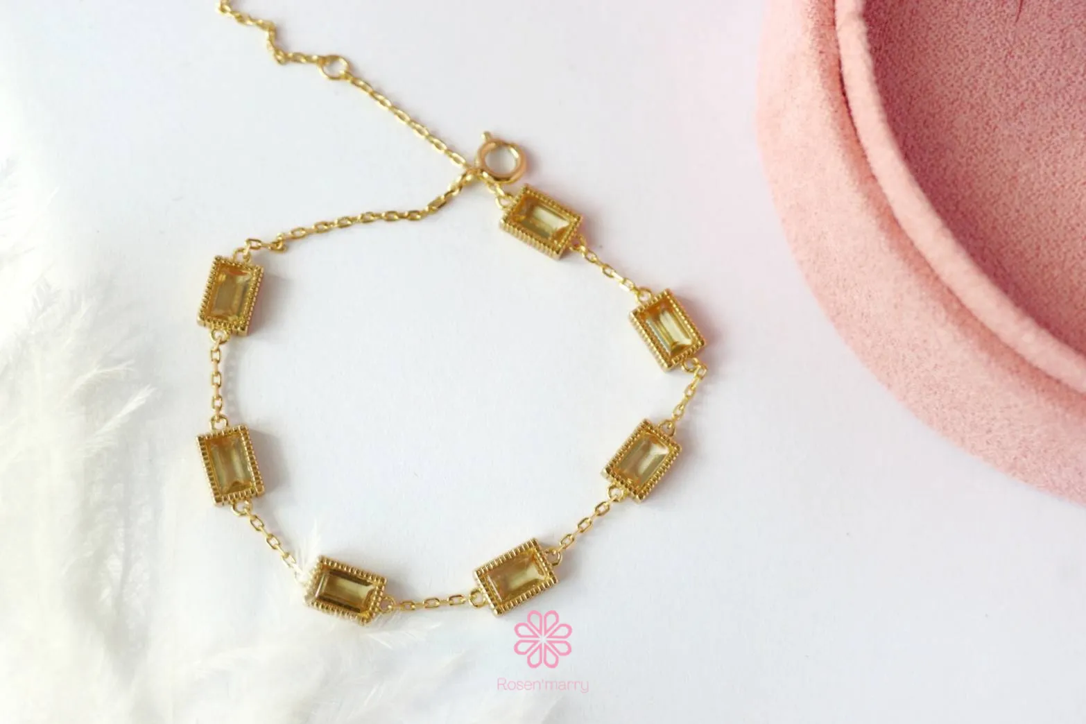 Natural Citrine  Bracelet Sterling Silver925 With Gold Plated.