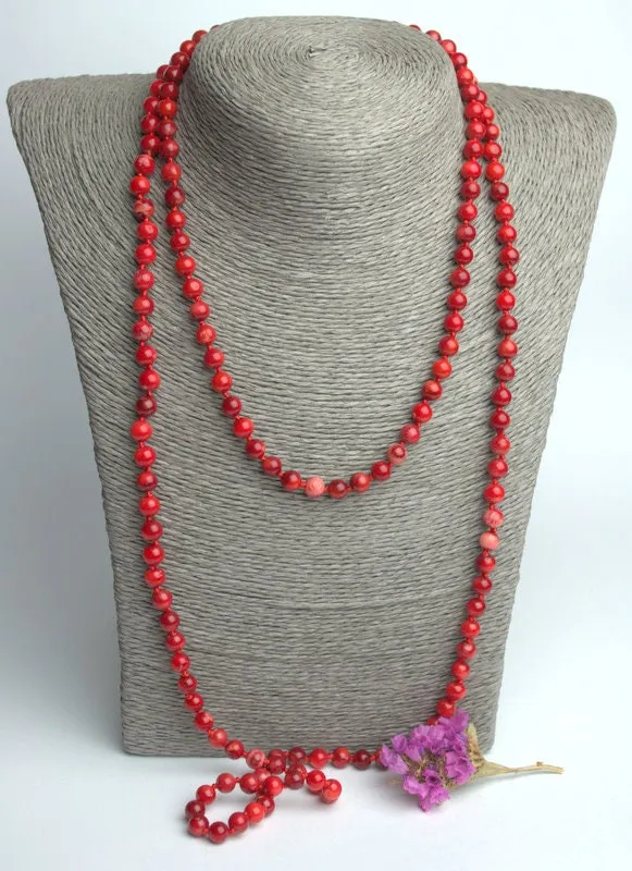 Natural red coral necklace Long multi strand wrap necklace no clasp Genuine antique coral Personalized gifts for her mom Personalized gifts