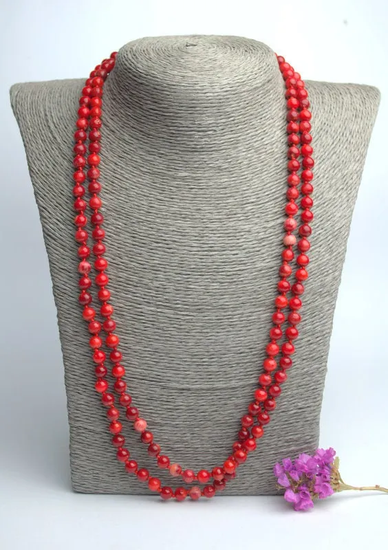 Natural red coral necklace Long multi strand wrap necklace no clasp Genuine antique coral Personalized gifts for her mom Personalized gifts