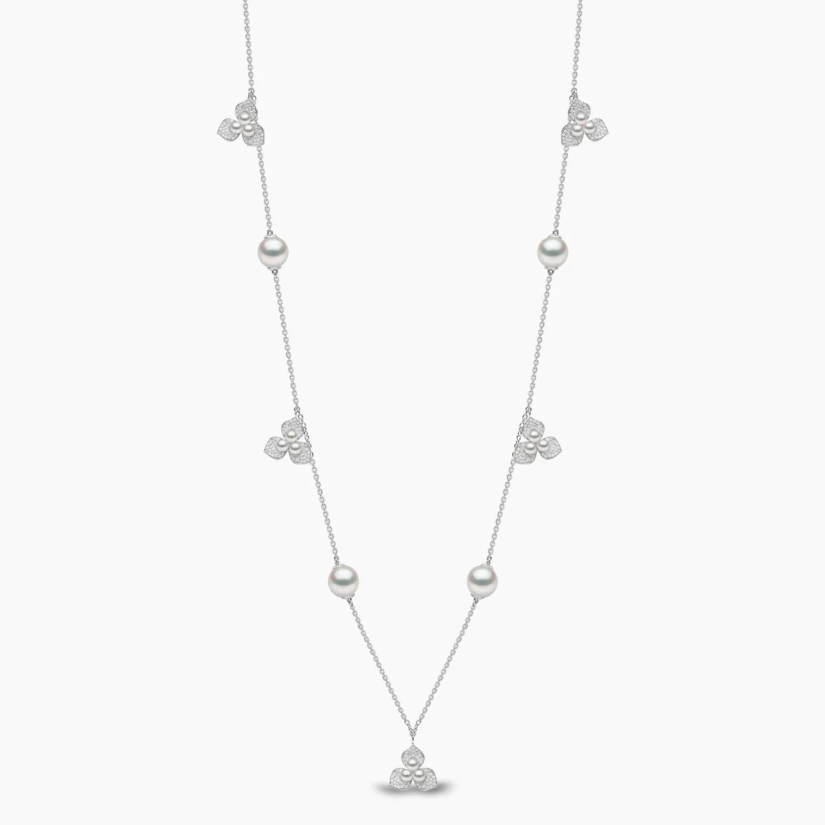 Petal 18K Gold Pearl and Multi Diamond Blossom Necklace