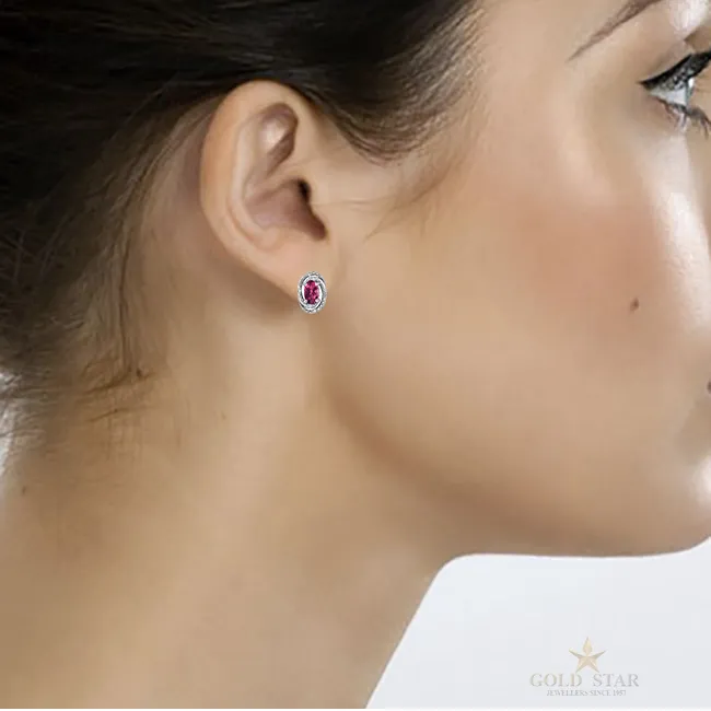 PINK TOPAZ & DIAMOND EARRINGS