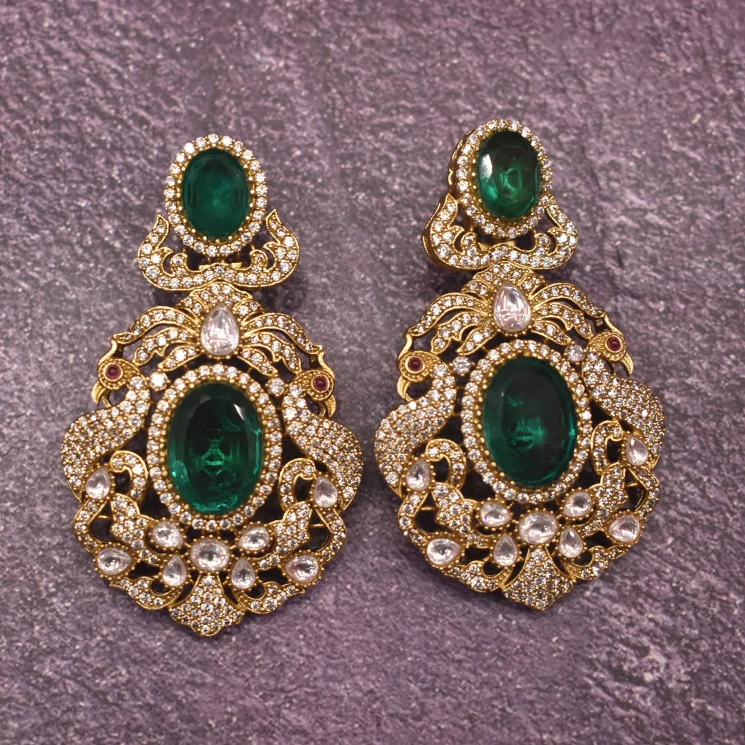 "Dazzle with Elegance: Exquisite Asp Fashion Moissanite Kundan Necklace and Earrings Set"