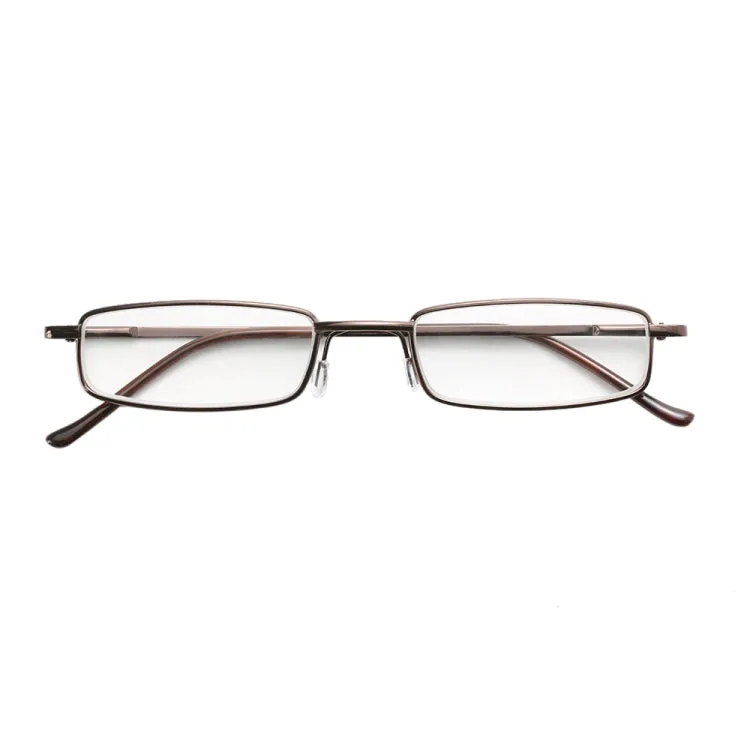 Reading Glasses Metal Spring Foot Portable Presbyopic Glasses with Tube Case  4.00D(Red)