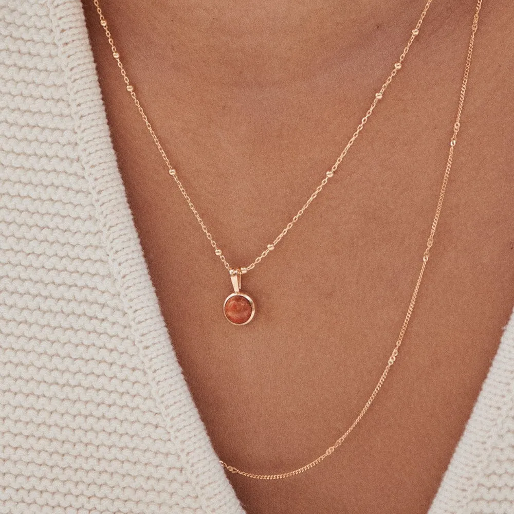 Red Coral Healing Stone Necklace 18ct Gold Plate